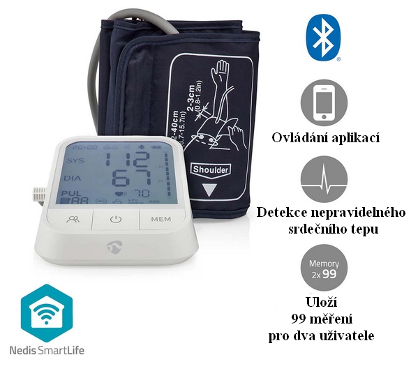 SmartLife monitor krevního tlaku NEDIS BTHBP10WT